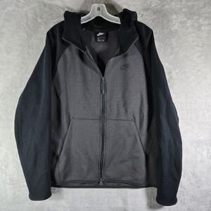 Nike Tech Jacket Full Zip Up Hoodie Mens Size Large L Grey Black Performance